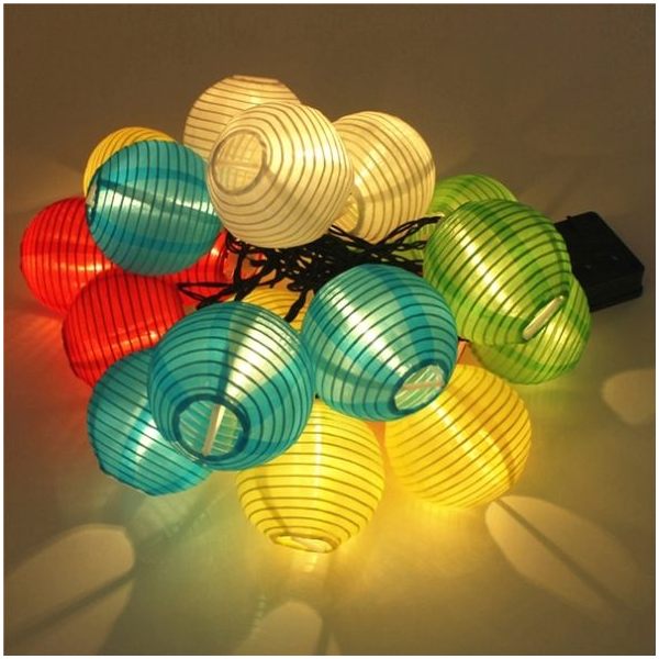 Solar Colorful Lantern 20 Led String Fairy Lights Party Decoration