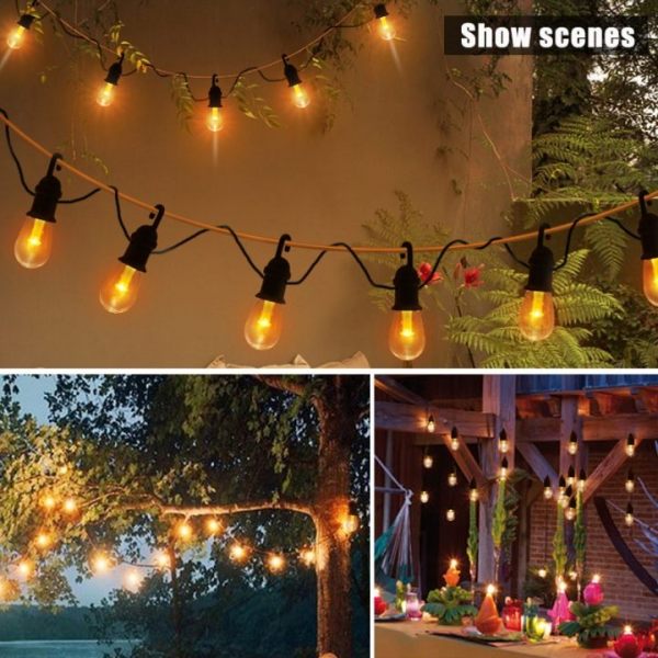 Bright Solar String Light Edison Festive 12 Outdoor Decoration Bulbs